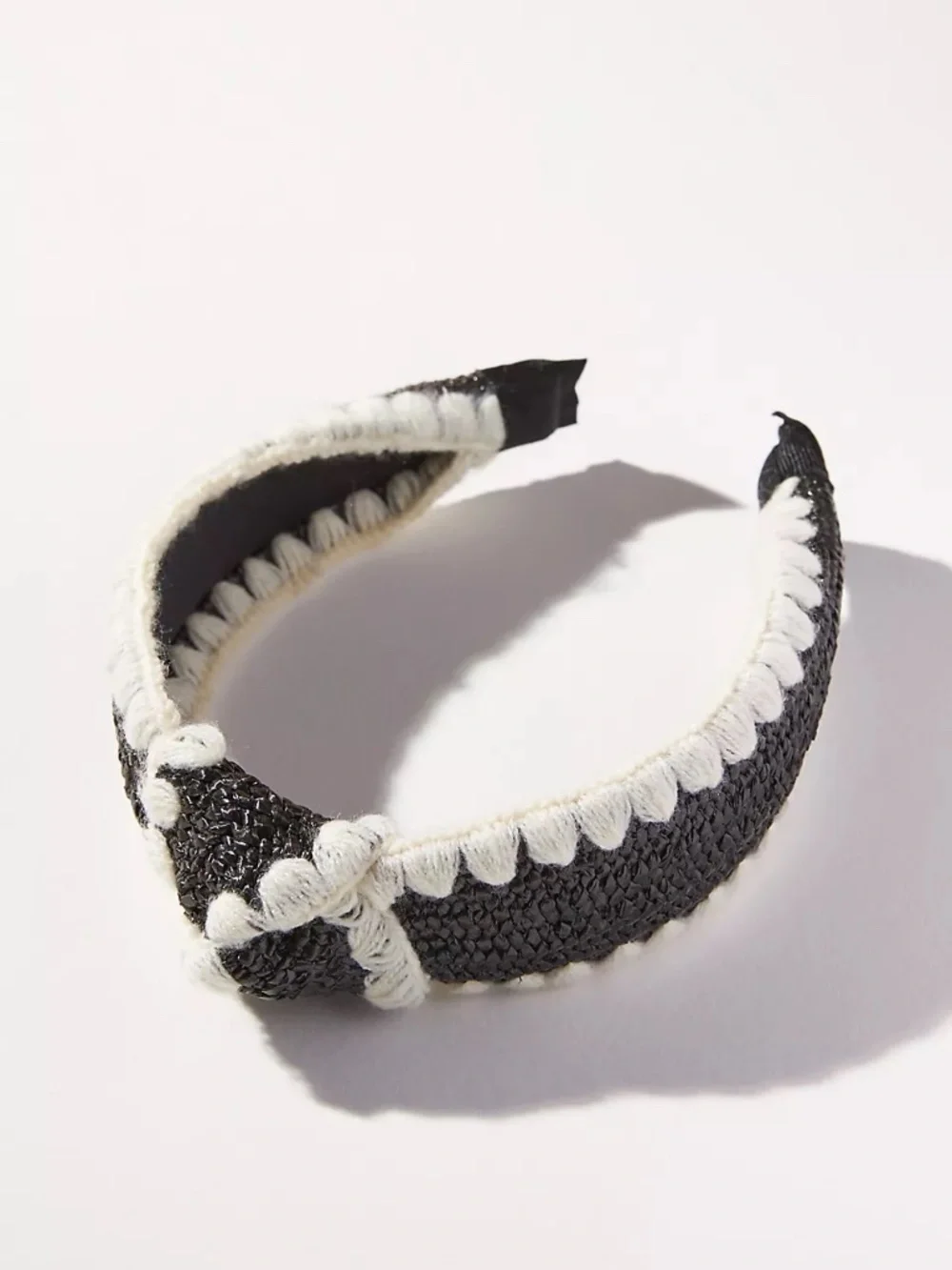 NWT Anthropologie Everly Top  Knot  Black Raffia  Headband